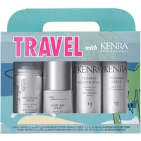 Kenra Professional Travel Kit | Includes Volume, Blow-Dry, Dry Texture & Perfect Medium Hair Spray | Adds Shine, Body, Protects, Smooths | 4 Pc Haircare Set
