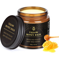Beef Tallow For Skin,Tallow And Honey Balm,Organic Grass-Fed Beef Tallow Balm With Raw Wild Honey, Face And Body Moisturizer (120G)