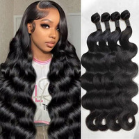 Mdl Human Hair Bundles Body Wave Bundles Human Hair 24 24 24 24 Inch 100% Unprocessed Brazilian Virgin Hair Body Wave 4 Bundles Human Hair Extensions For Black Women Natural Color(24 24 24 24 Inch)