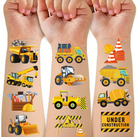 Cars And Trucks Temporary Tattoo For Kids - 50Pcs Cars Construction Tractor Tattoos Party Birthday Decorations Excavator Construction Vehicle Tattoo Body Sticker For Kids Boys Girls Party Bag Filler