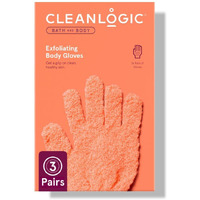 Cleanlogic Bath & Body Exfoliating Glove, Stretchy Bath & Shower Gloves, Reusable Exfoliator Tool For Smooth & Softer Skin, 3 Pairs, 6 Count