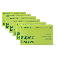 Attitude Body Soap Bar, Natural Origin, Protects And Softens Dry Skin, Watercress, Indian Cress & Olive Oil, Ewg Verified & Vegan, Pear & Amber, 4 Oz (Pack Of 6)