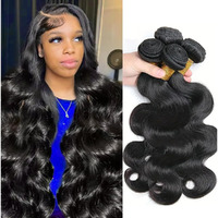 4 Bundles Human Hair Body Wave 16 18 20 22 Inch 12A Quick Weave 100% Human Hair Bundles Natural Black Color