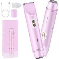 Hehred 2 In 1 Electric Lady Shaver, Dual Head Bikini Trimmer For Women Shaver, Comfort Electric Shaver For Underarm Leg Arm Body Face Hair (Purple)
