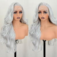 Ugorgeous Glueless Natural Hairline 13  6 Hd Lace Front Wigs Pre Layered Body Wave Synthetic Lace Front Wigs For White Women Pre Plucked 26 Inch Tiny Knots Lace Wigs Wear And Go Light Grey