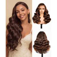 Arabell 13X6 Glueless Wigs Human Hair Pre Plucked Pre Cut Chocolate Brown Body Wave Lace Front Human Hair 230% Density Wear And Go Pre Everything Bleached Knots Wigs For Women 20 Inch