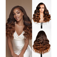 Arabella Pre Everything 13X6 Full Lace Body Wave Glueless Wig Human Hair Pre Plucked Pre Cut Omber Highlight Dark Brown 230% Density Lace Bleached Knots Ready To Go Wig 20 Inch