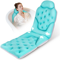 Atsuwell Bathtub Pillow For Full Body Bath Pillow, Thick Bath Cushion For Tub With Foam Beads & Secure Suction Cups, Luxury Pressure Relief For Neck, Waist, Hip Support, Spa Accessories, 51"" X 16""