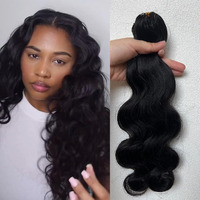 Knotless Pre Separated Crochet Human Hair Extensions Body Wave Brazilian Virgin Human Hair For Boho Braiding Hair Feather Extensions Braids Bundles For Black Women Walnut Hair 22Inch 240G