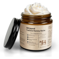 Handmade Whipped Tallow Balm For Face & Body, 4 Oz Organic Grass-Fed Beef Tallow Balm With Raw Honey, Moisturizing Cream For Soft, Deep Nourishing Smooth, Beef Tallow Cream For All Skin Types