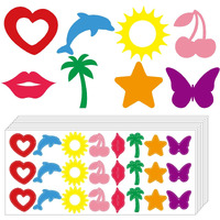 Whaline 240Pcs Tanning Sunbathing Stickers Heart Lips Star Sun Dolphin Butterfly Cherry Tree Tanning Decals Colorful Self Adhesive Body Stickers For Summer Beach Outdoor Indoor Salon Party Supplies