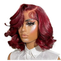 99J Burgundy Glueless Body Wave Bob Wig Human Hair 200% Density With Baby Hair 4X4 Hd Lace Closure Wigs For Black Women Wear And Go Glueless Bob Wig (10Inch)
