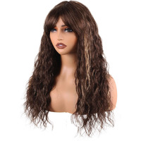 Manemajesty Body Wave Wigs With Bangs Human Hair Wig For Women Ombre None Lace Wear And Go Glueless Wig Highlight Balayage Machine Made Brazilian Human Hair Wigs(22 Inch,Fs4/27)