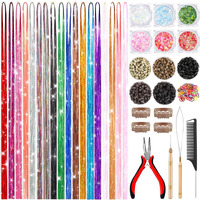 Hair Tinsel Kit With Body Glitter 18 Colors 48 Inch 9000 Strands Glitter Tinsel Hair Extensions With Tools Fairy Hair Accessories, Suitable For Festivals And Daily Use (18 Colors Hair Tinsel Kit)