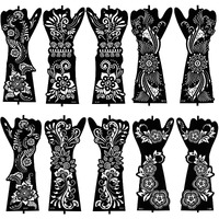 Large Henna Tattoo Stencil Kit - 10 Sheets, Reusable Adhesive Templates For Women And Girls, Indian Arabian Tattoo Stickers For Hand And Body Paint - Body Art Stencil Temporary Tattoos