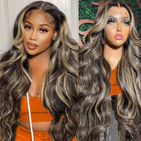 Agairl 30 Inch Fb/27 Highlight Balayage Lace Front Wig Human Hair 200% Density Ombre Body Wave Lace Front Wigs Human Hair Pre Plucked Highlight 13X4 Hd Lace Frontal Wig