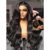 Nadula 13X4 Lace Front Body Wave Glueless Wig With Elastic Drawstring Pre Everything Transparent Lace Frontal Human Hair Pre Plucked/Cut Lace/Bleached Knots For Friendly & Beginners 20Inch