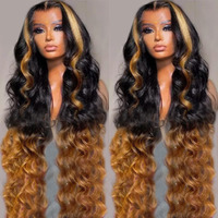 250% Density 13X6 Lace Front Wigs Human Hair Pre Plucked Body Wave Hd Transparent Ombre Lace Front Wigs Glueless Wigs Human Hair 13X6 Blonde Colored Human Hair Wig For Women 20 Inch