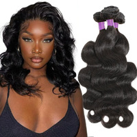 12A Body Wave Bundles Human Hair 10 12 14 Inch Human Hair Bundles 100% Unprocessed Brazilian Virgin Hair 3 Bundles Human Hair Extensions For Women Natural Black