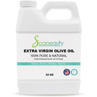 Soapeauty Extra Virgin Olive Oil | 100% Pure & Natural Unrefined Cold-Pressed Carrier Oil | Massage & Body Oil | For Skin, Face, Hair, And Soap Making | Carrier For Essential Oils - 32 Fl Oz