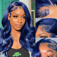 Blue Lace Front Wig Human Hair Body Wave 13X4 Hd Transparent Dark Blue Lace Front Wigs Human Hair Wear And Go Glueless Wig Pre Plucked With Natural Hairline 20Inch Hd Lace Frontal Wigs For Black Women
