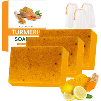 Turmeric Soap - Kojic And Turmericsoap, Jabon De Curcuma Para Las Manchas, Lemon Turmeric Kojic Soap Bar, For Face And Body, Moisturizing Deep Cleansing (3Pcs)