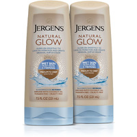 Jergens Natural Glow +Firming In-Shower Self Tanner Body Lotion, Sunless Tanning For Medium To Tan Skin Tone, Anti Cellulite Firming Moisturizer, Gradual Fake Tan, 7.5 Ounce (Pack Of 2)
