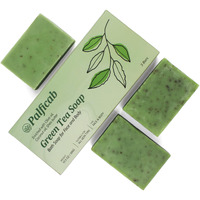 Palficab Organic Green Tea Soap Bar For Acne & Dry Skin - Natural Antioxidant Cleanser, Vegan For Hydrating & Nourishing Skin, Mens Soap With Green Tea Leaves, Coconut Oil, Shea Butter, 3 Bars