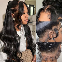 Abijale 360 Lace Front Wigs Human Hair 220% Density Hidden Straps Body Wave Hd Lace Front Wigs With Drawstring 360 Full Lace Wigs Brazilian Virgin Human Hair Wig For Women Natural Black 30Inch