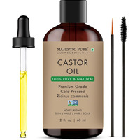 Majestic Pure Castor Oil | 100% Natural | Premium Grade Cold Pressed | Hair, Eyelashes, Eyebrows, Nails | Moisturizing & Nourishing | Body, Hair & Carrier Oil | 2 Fl Oz