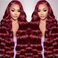 Nollipopco 32Inch 99J Burgundy Lace Front Wigs Human Hair 13X6 Hd Body Wave Lace Front Wigs Human Hair 200 Density Pre Plucked Glueless Frontal Wigs Human Hair For Black Women