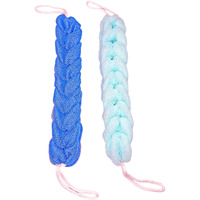 Long Stretch Back Sponge With Rope Handles Back Scrubber Bath Shower Mesh Sponge Exfoliating Body Scrub Stretch Braided Loofah For Men And Women(2-Pack,Blue Green)
