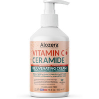Alozera Vitamin C Moisturizer Body Lotion With Ceramides & Stem Cells, Rejuvenating Face & Body Lotion For Noticeably Youthful, Even Skin Tone, Lightweight, Fragrance-Free, 16.9 Oz
