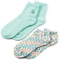 Earth Therapeutics Aloe Vera Socks - Infused W/Aloe Vera & Vitamin E - Helps Dry Feet, Calluses, Dead Skin - Use W/Lotion - Green/Confetti - 2 Pairs