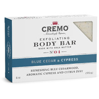 Cremo Exfoliating Body Bar With Shea Butter - Blue Cedar & Cypress, 6 Ounce
