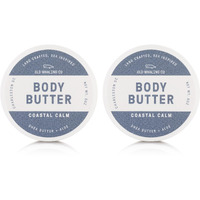 Old Whaling Co Coastal Calm Body Butter 2 Pack - Soothing Cream With Shea Butter, Aloe And Sunflower Oil - Coastal Grass, Driftwood And Lily Scent, 8Oz Jars, Set Of 2