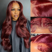 Ulrica 99J Burgundy Lace Front Wigs Human Hair Wigs For Women Body Wave Burgundy Wig Human Hair 13X4 Hd Lace Wine Red Wig Pre Plucked 28 Inch 180% Density