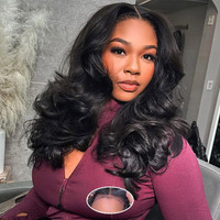 Mscoco Wear And Go Glueless Wigs Human Hair Pre Plucked Pre Cut 6  5 Loose Body Wave Hd Lace Closure Wigs Human Hair For Black Women Pre Bleached Knots 180% Density 16Inch Natural Black Wig