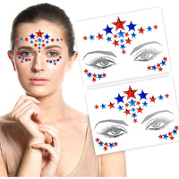 2 Pcs Patriotic Face Gems - Red White Blue 4Th Of July Face Jewels For Usa Independence Day, Festival Makeup, Concerts & Party Body Art - Shiny Rhinestone Stickers For Women & Kids