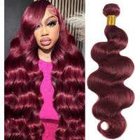 99J Burgundy Human Hair Bundles Body Wave 26 Inch 12A Wine Red Double Weft Brazilian Bundles Human Hair Extensions 1 Pack