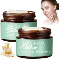 Xiufa 2Pcs Grass-Fed Beef Tallow With Frankincense Oil & Castor Oil, Organic Beef Tallow Moisturizer For Skin For Face, Body
