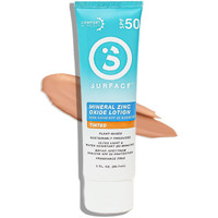 Surface Mineral Sunscreen Lotion Spf 50, Lightweight Non-Nano Zinc Oxide Formula, Reef Friendly, Broad Spectrum Uva Uvb Protection, Water Resistant Sun Care For 80 Minutes Outdoor Use, Tinted, 3Oz