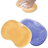 Hfpengzan 2Pc Shower Foot & Back Scrubber, Wall Mounted Massage Pad, Silicone Bath Massage Cushion Brush With Suction Cups For Body Scrubber Improve Foot Circulation & Soothes Tired Feet Yellow&Blue