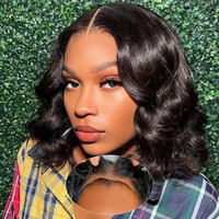 Amuopz Glueless Wigs Human Hair Pre Plucked Pre Cut 5X5 Hd Lace Closure Wigs Human Hair Bob Upgraded No Glue Body Wave Lace Front For Black Women 200 Density(10 In)