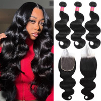 12A Human Hair Bundles With Closure Body Wave 22 24 26+20 Inch 5X5 Hd Frontal Body Wave Bundles Human Hair Real 100% Raw Unprocessed Brazilian Virgin Sew In Quick Weave Natural Black Deals
