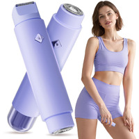 Bikini Trimmer For Women, Dual-Head Electric Razor & Painless Hair Removal - Waterproof Cordless Lady Shaver For Body, Face Underarm, Intimate Areas, Facial Bikini Shaver (Purple)