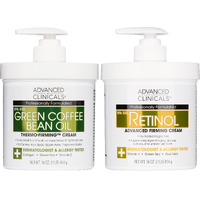 Advanced Clinicals Retinol Body Cream + Green Coffee Bean Oil Thermo - Firming Body Lotion 2Pc Skincare Set For Women & Men | Body & Face Moisturizer Set Helps Improves Appearance Of Crepey Skin, 2Pc
