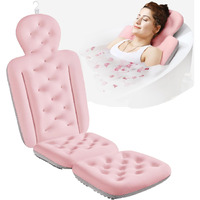 Full Body Bath Pillow For Bathtub, Thick Bathtub Cushion With Laundry Bag, Luxury Tub Pillow For Bath For Headrest Neck And Back Support Pink 51"" X 16""