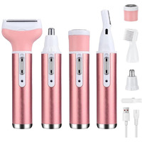 Electric Razor For Women Facial Hair Removal And 4 In 1, Bikini Trimmer Pubic Underarms Painless Nose Eyebrow Body Leg Hair Removal Rechargeable Hair Clippers Grooming Set