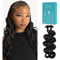 Lvnatu Body Wave Braiding Hair Human For Boho Braids Bohemian Knotless Easy To Work With At Salon/Home Wavy Bulk 2 Bundles 100G 22 Inch Jet Black For Stylists/Hairdresser
